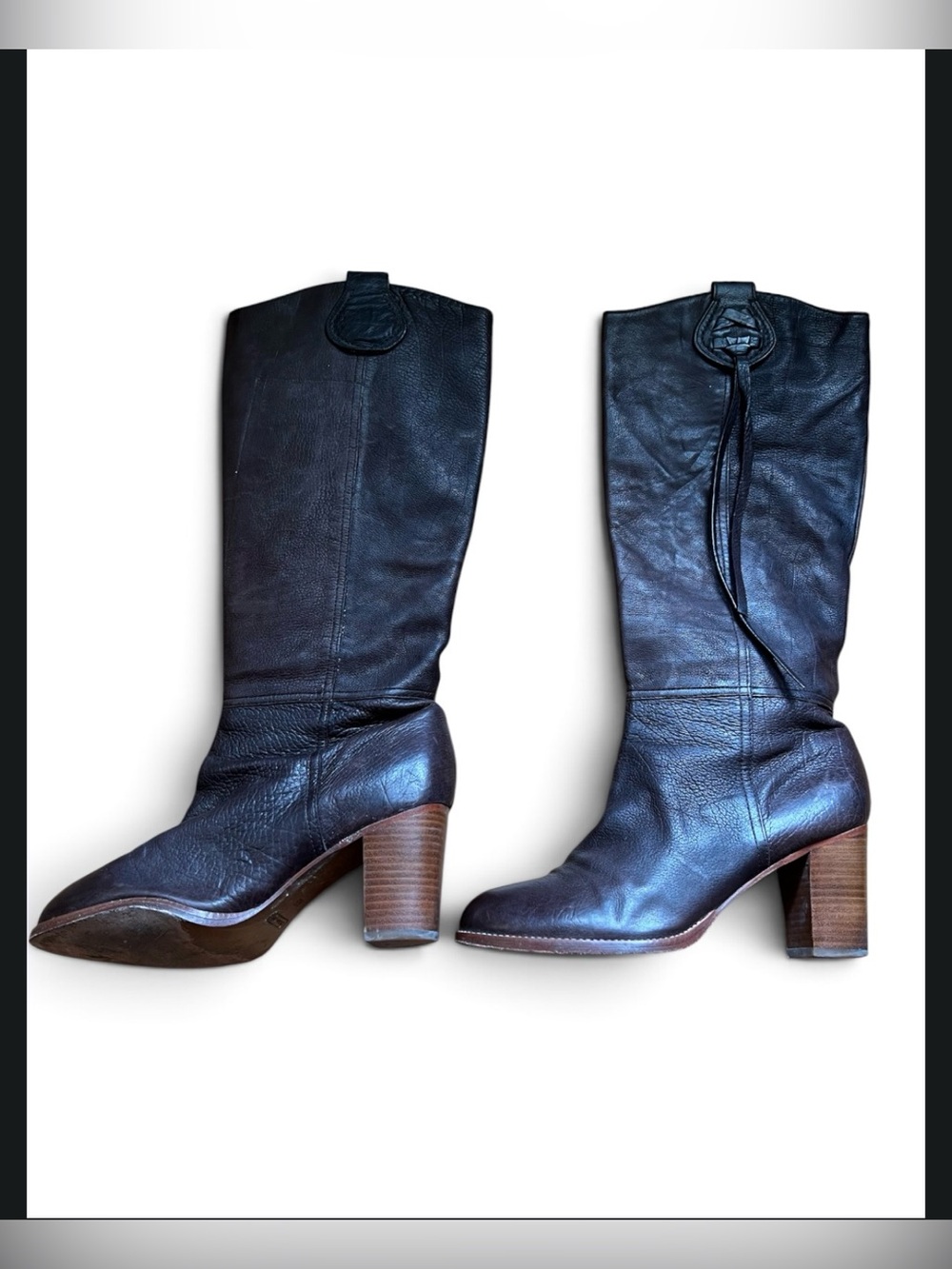 Coach Dark Brown Leather Mid-Calf Heeled Boots